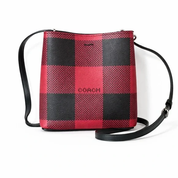 Coach Red & Black Buffalo Plaid Crossbody Bag - Picture 3 of 3